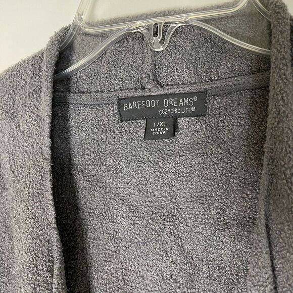 Barefoot dreams cozy chic lite gray open cardigan sweater with pockets size L/XL - Picture 2 of 5